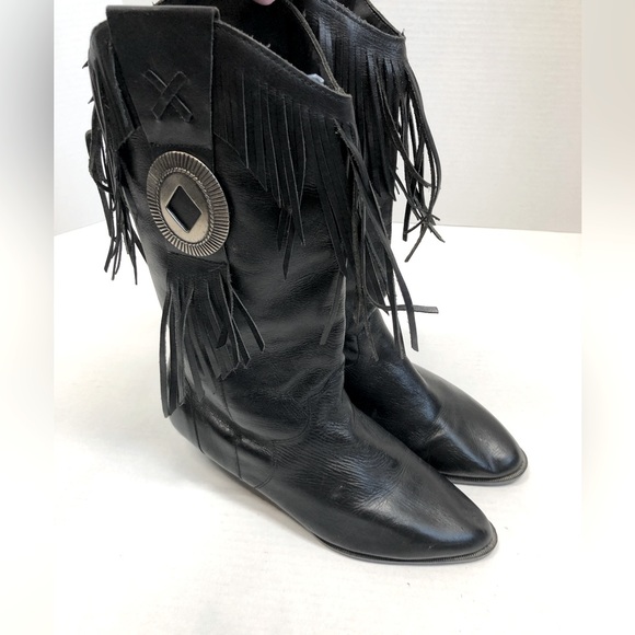 Shoes Vintage Leather Tassel Western Boots Black Euc Poshmark